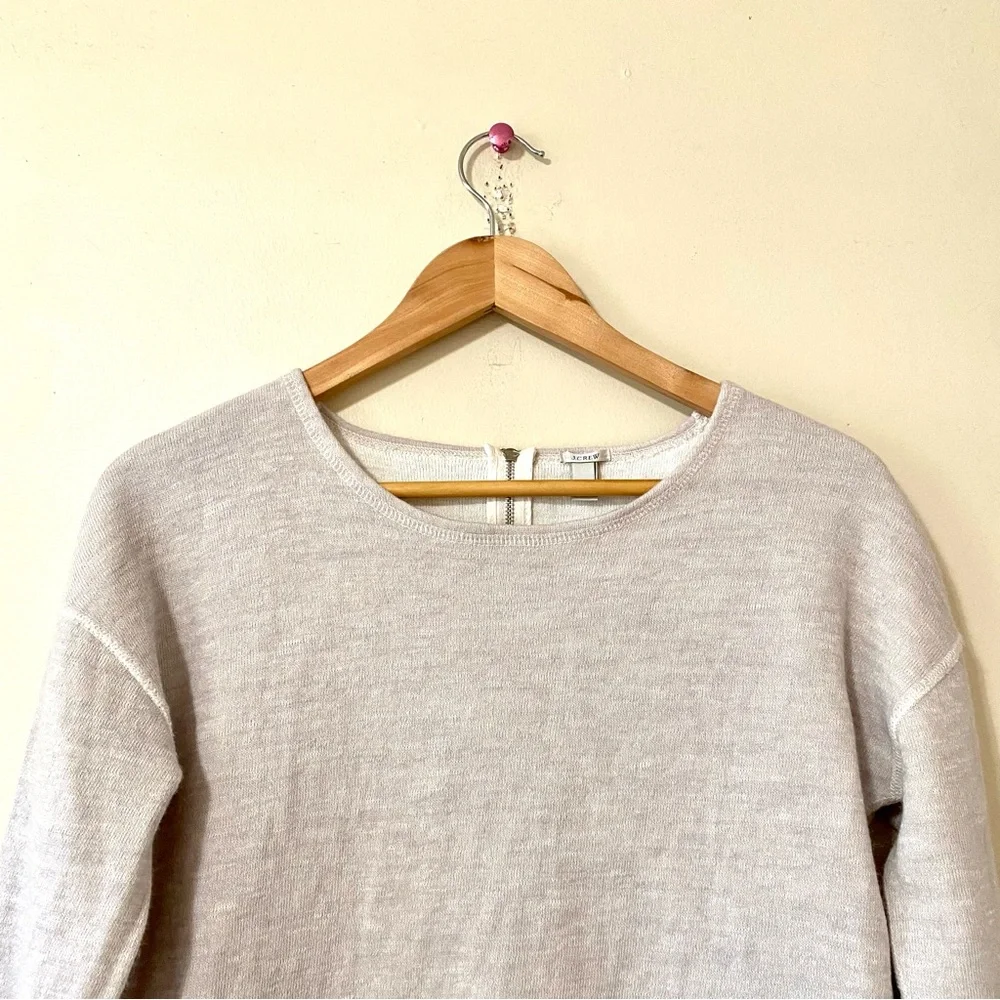 J. Crew Jaspe Gray Pullover Sweater Zipper Back Tunic NWOT Small